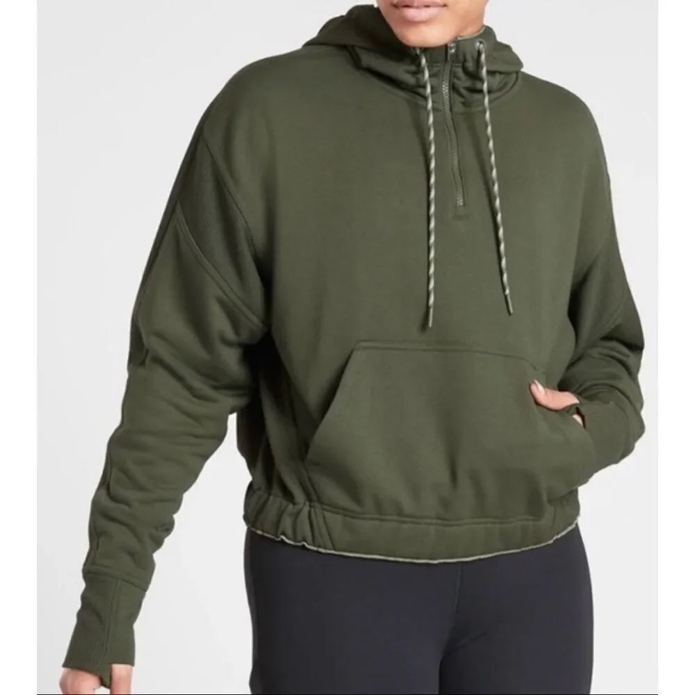 Athleta Ascend Warm Up green HOODIE SWEATSHIRT sz M